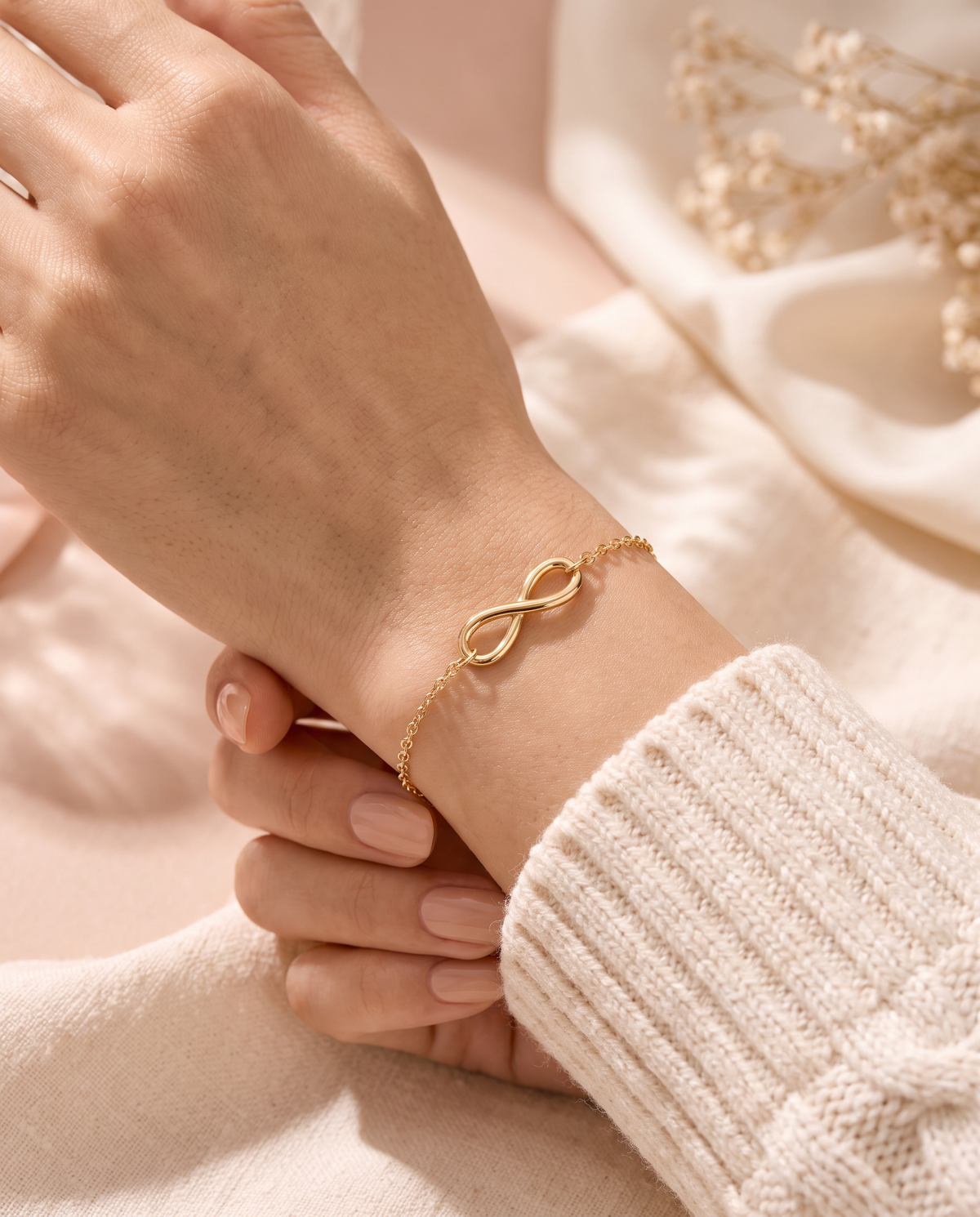 Infinity Bracelet worn on the wrist