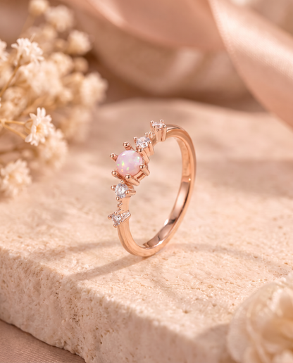 Gaia Ring rose gold with pink opal-effect stone