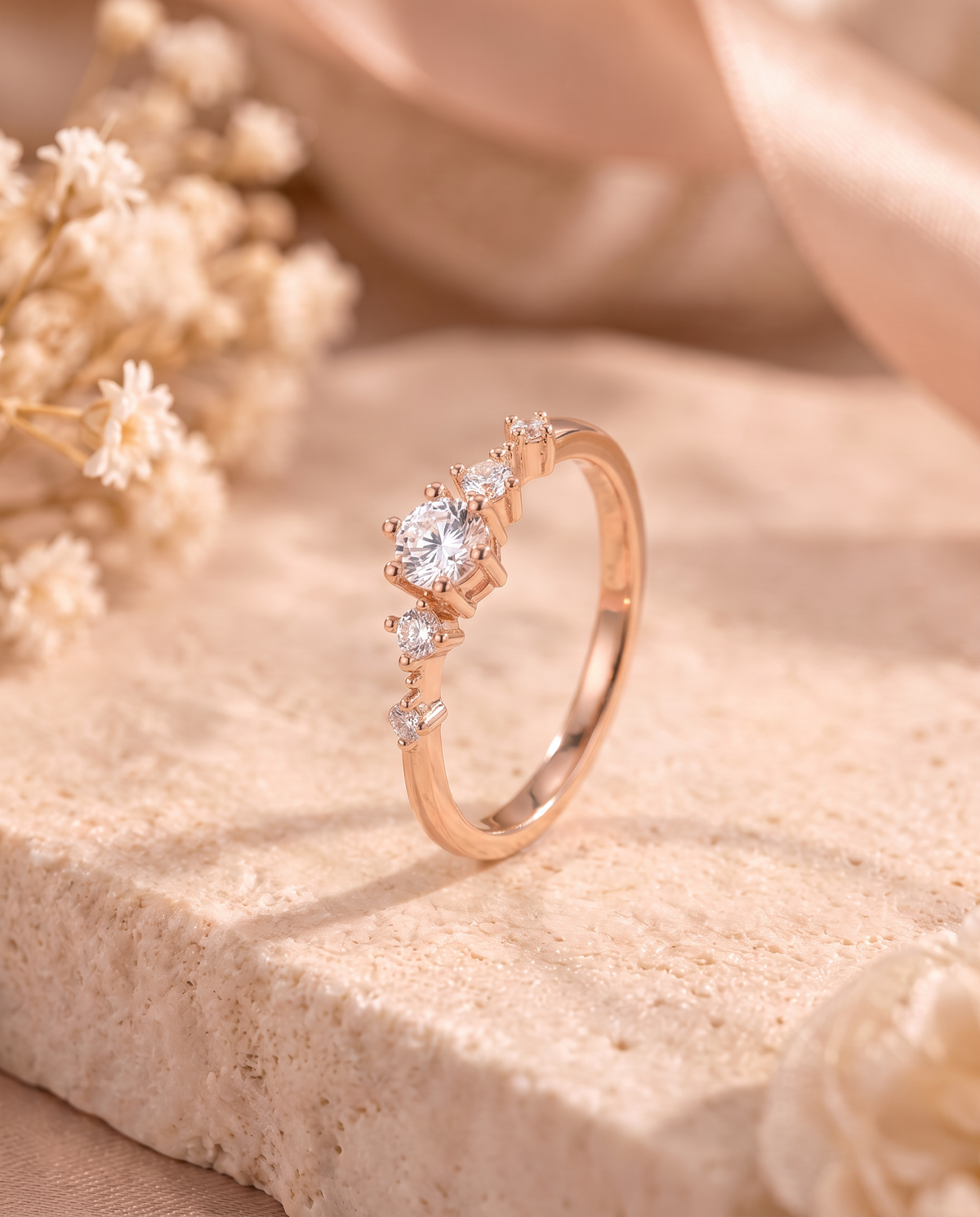Gaia Ring rose gold with white stone
