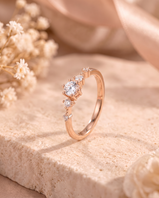 Gaia Ring rose gold with white stone