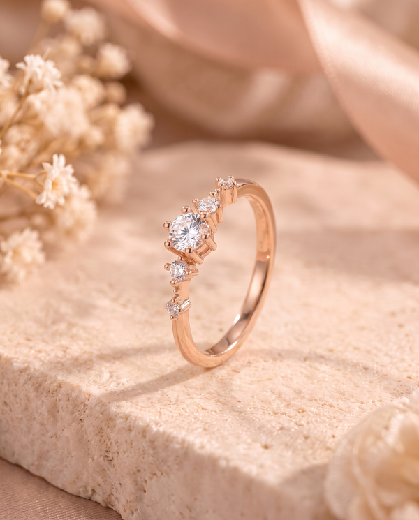Gaia Ring rose gold with white stone