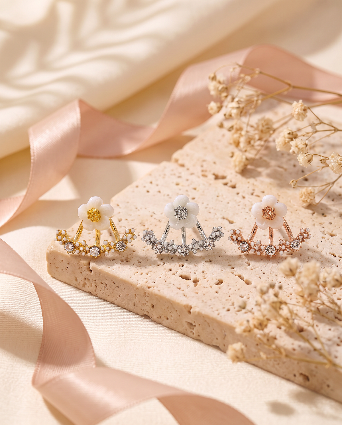 Daffodil Earrings in gold, silver and rose gold